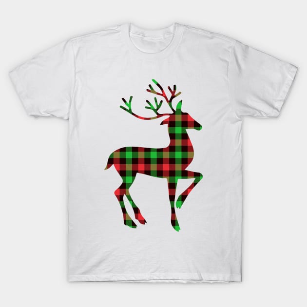 Buffalo Plaid Deer T-Shirt by skycloudpics